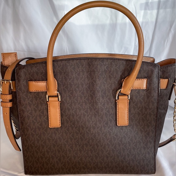 Michael Kors Leather Hamilton Satchel Bag Purse with Crossbody Strap - Picture 2 of 15